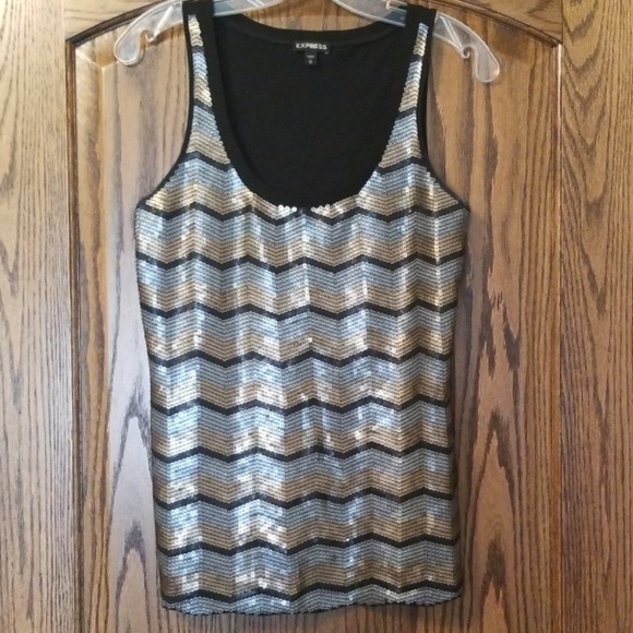 Express Tops - Express Sequin Tank Top
